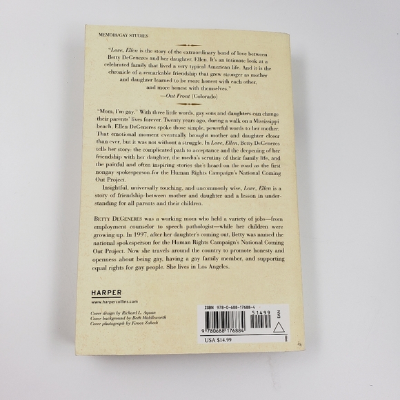 3/$12 Love, Ellen Paperback Betty DeGeneres - Picture 3 of 5